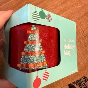Holiday Mug with Festive Tree Design - Red and Green